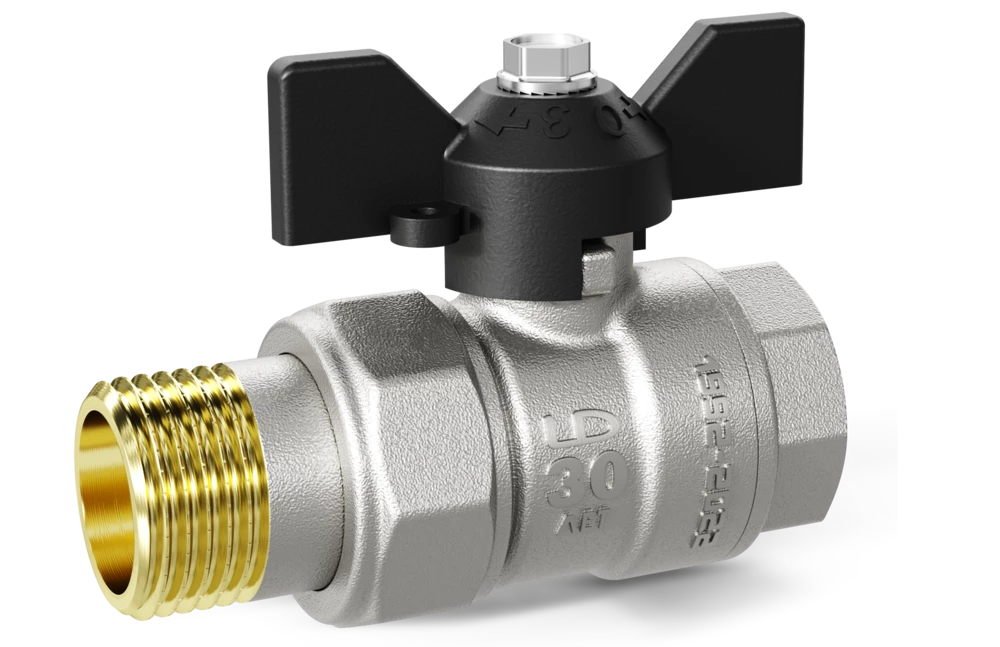 Кран шаровый латунныйLD Pride  вода ВР/ВР Ду 15 (1/2") Ру 40 бабочка американка