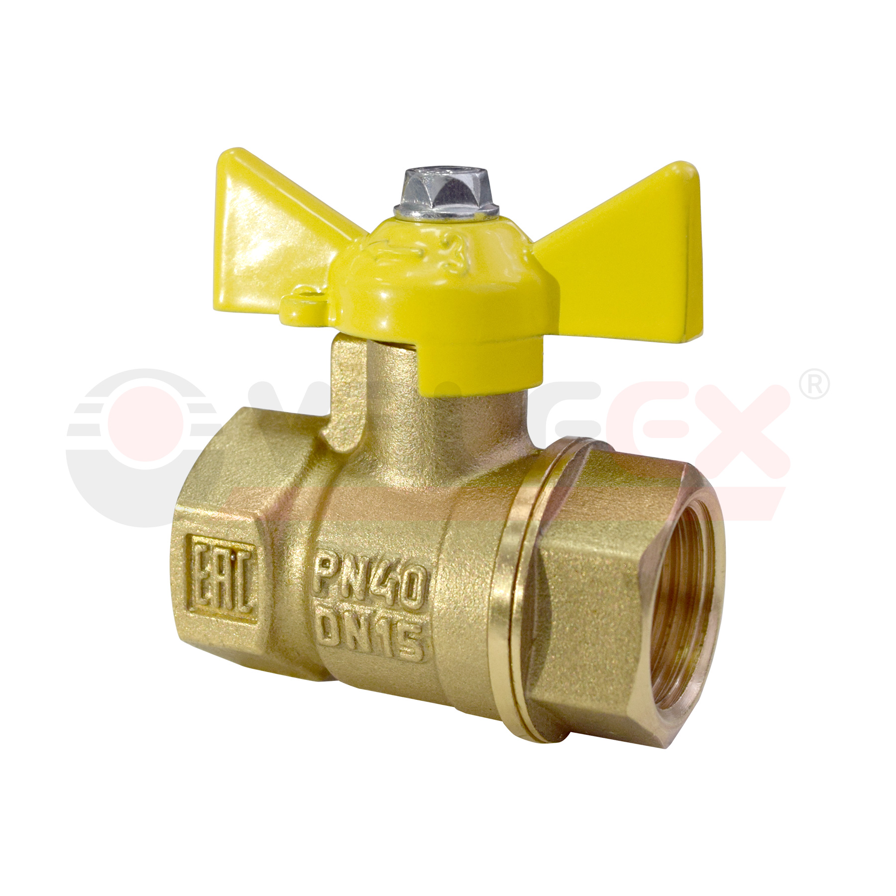 Кран шаровый латунныйVALFEX  11б27п газ ВР/ВР Ду 25 (1") Ру 40 бабочка 